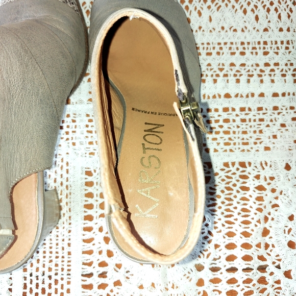 Karston Slingback Sandals Size 39 Leather Snake Print Zipper Two-tone Shoes - Picture 7 of 14